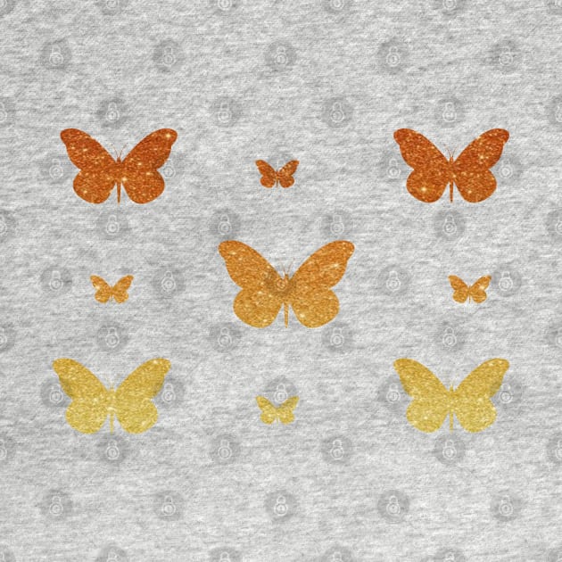 Orange Ombre Faux Glitter Butterflies by Felicity-K